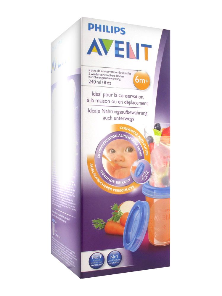 Avent Pots De Conservation 240 Ml X5 Biberonnerie Repas Orchestra