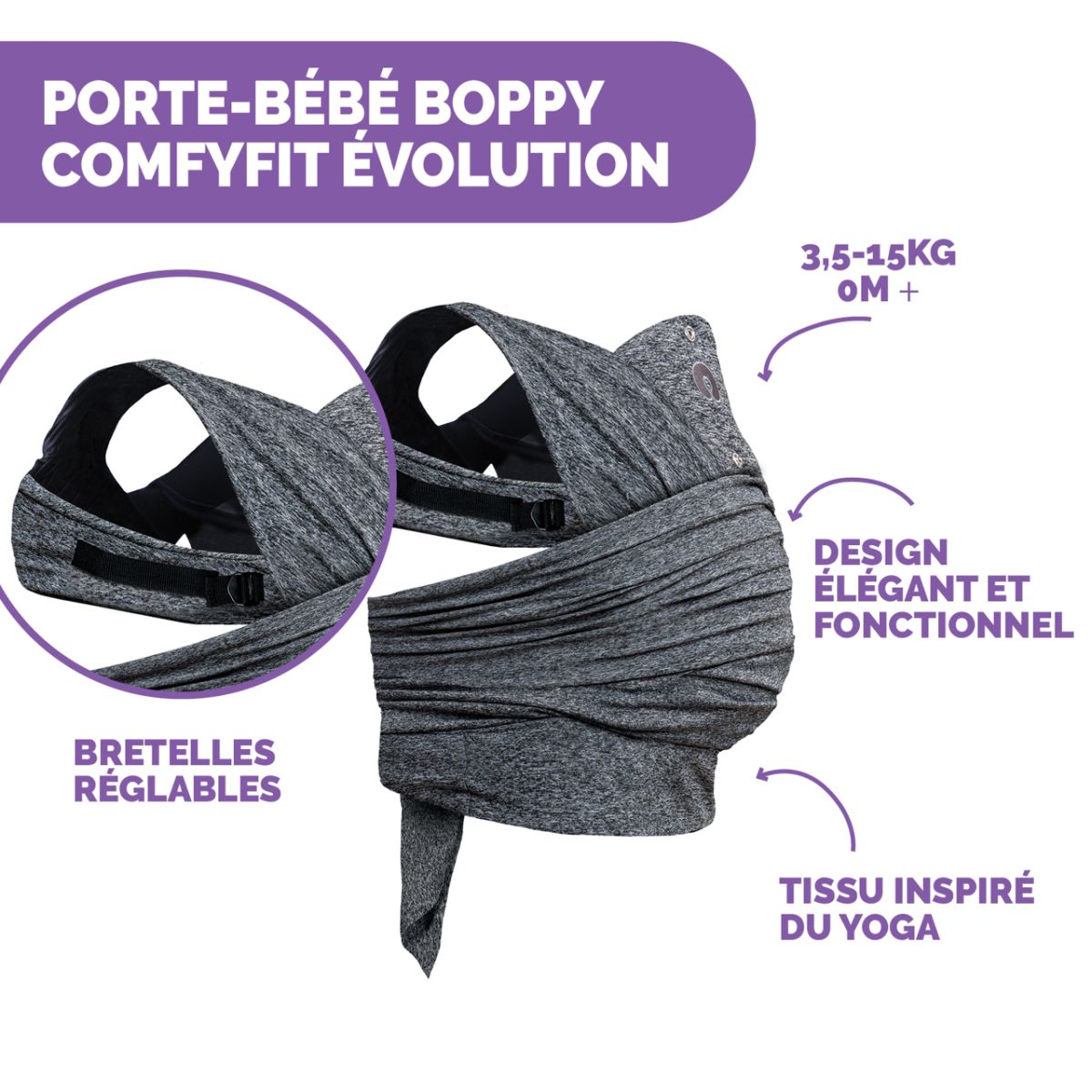 Marsúpio Comfy Fit Evolution Boppy Grey